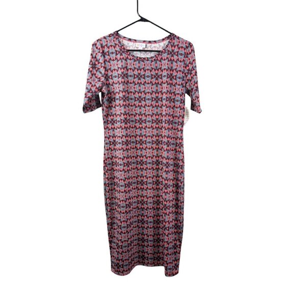 LuLaRoe Julia Women’s Red & Navy Blue Dress - Picture 2 of 9